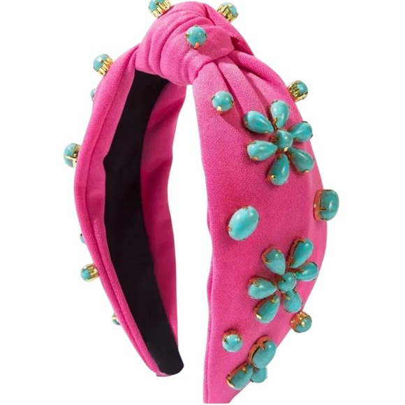 Whimsy_and_Lily Accessories - Pink Turquoise Floral Accented Headband
